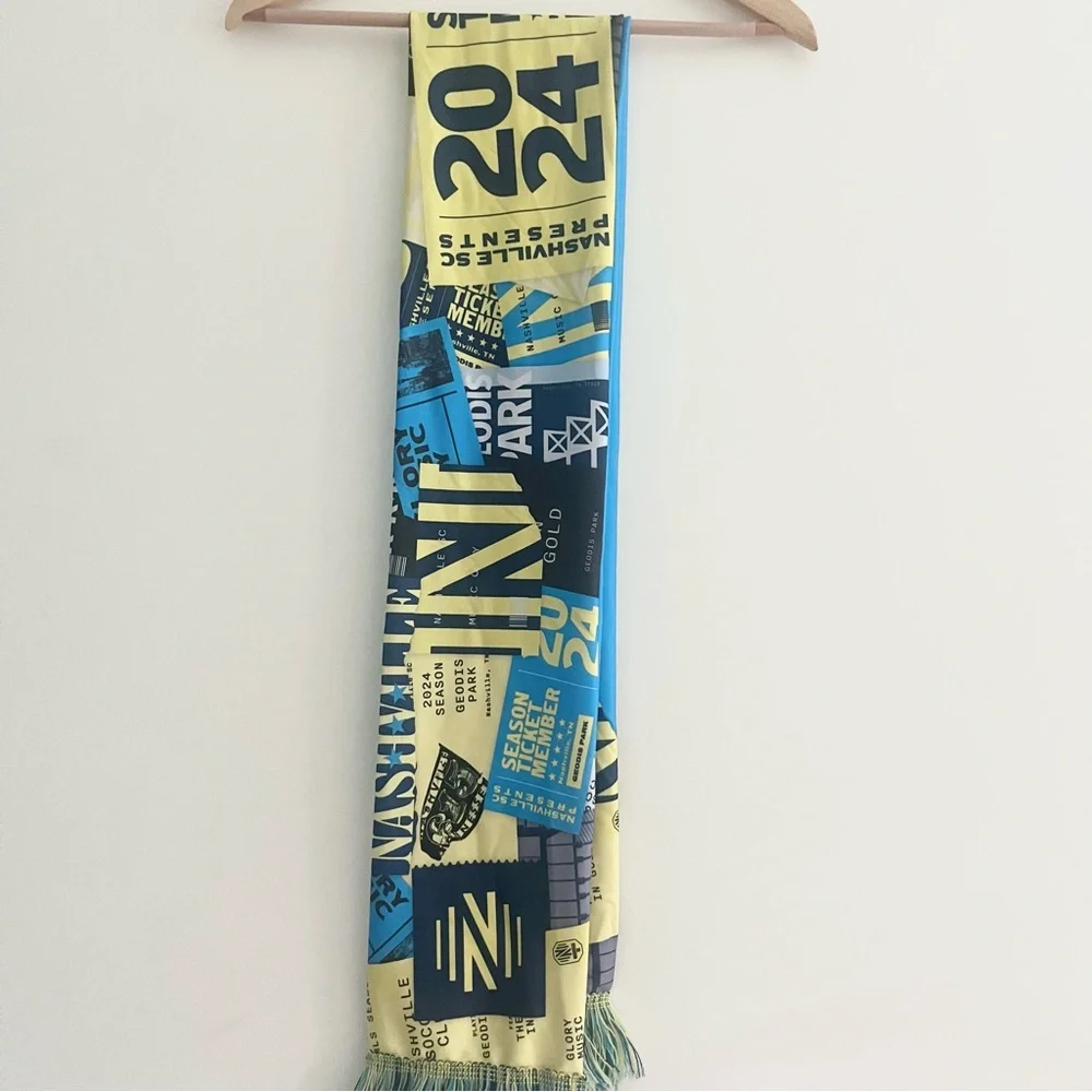 Nashville SC 2024 Season Ticket Holder Scarf Blue Yellow Soccer Club Futbol Gear